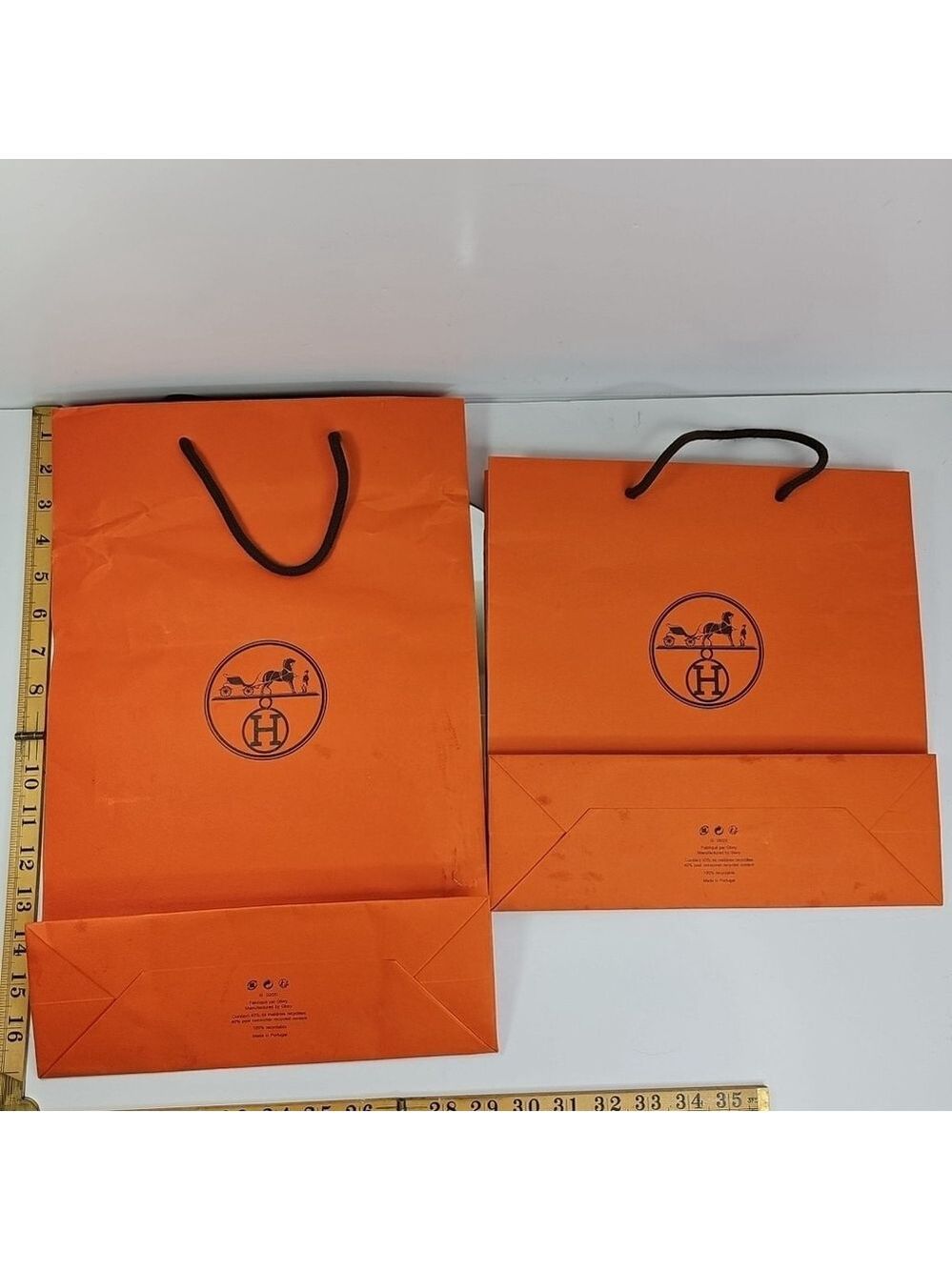 Authentic Hermes Shopping Bags Pair Of 2, Made In Portugal, Influencer